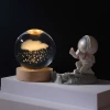 Wooden circular luminous base, creative crystal ball, galaxy solar system night light ornament, glass ball handicraft gift Application Scenario